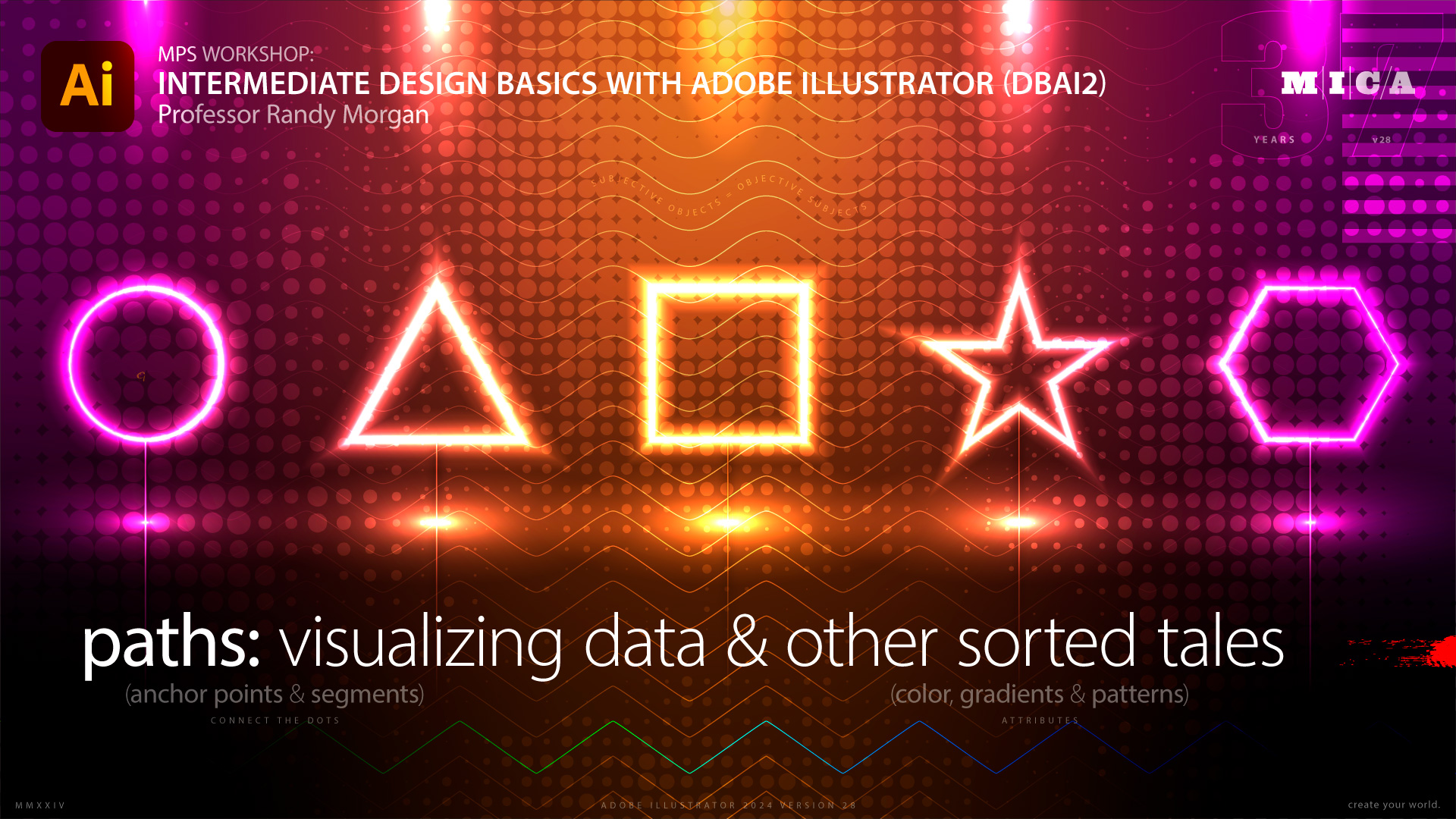 MICA MPS Workshop: Intermediate Design Basics with Adobe Illustrator (DBAI2), Spring 2024 hero image.